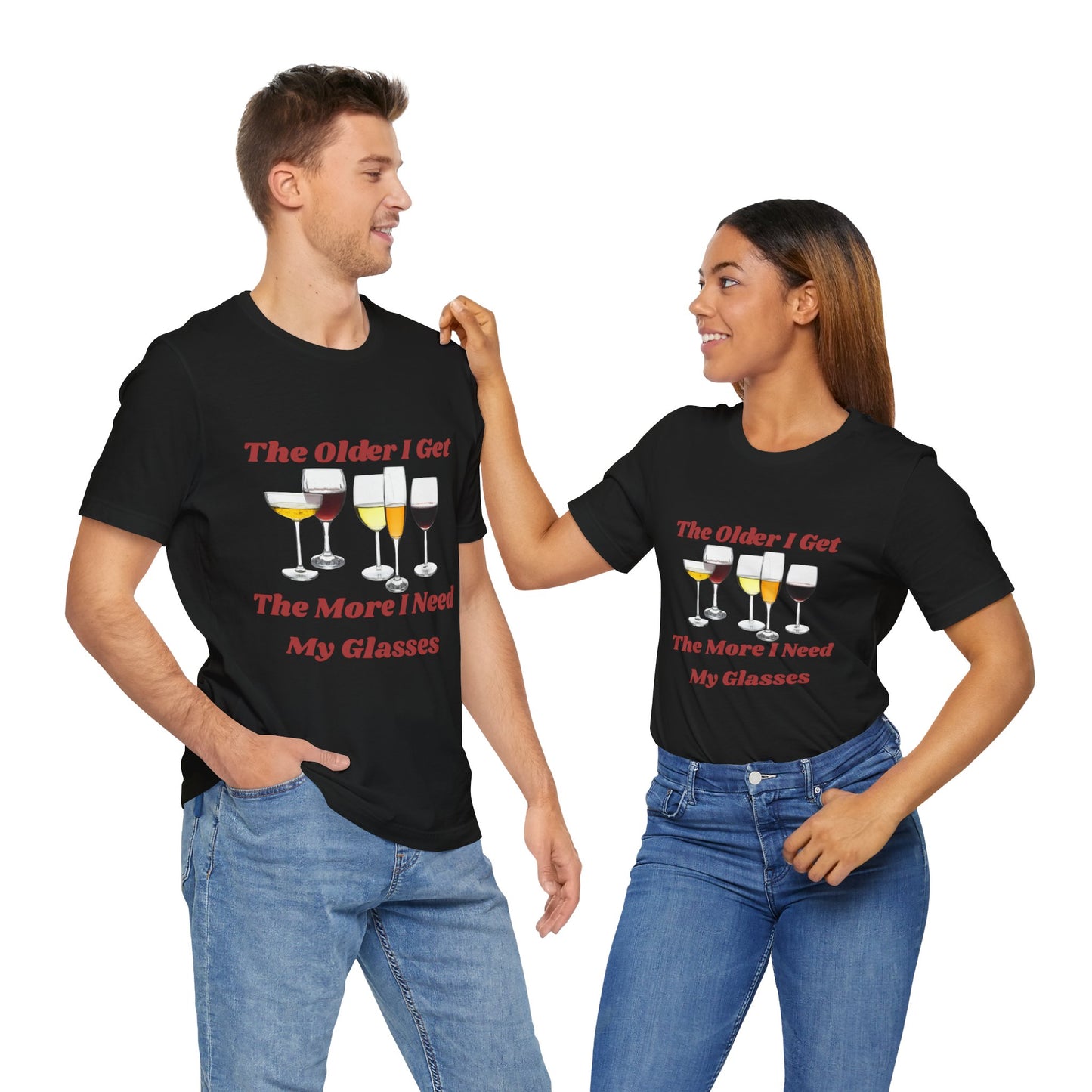 Funny Glasses Tee, Unisex Jersey T-Shirt, Wine Lover Gift, Birthday Gift, Relaxed Fit T-Shirt, Humor Tee, Wine Glass Design