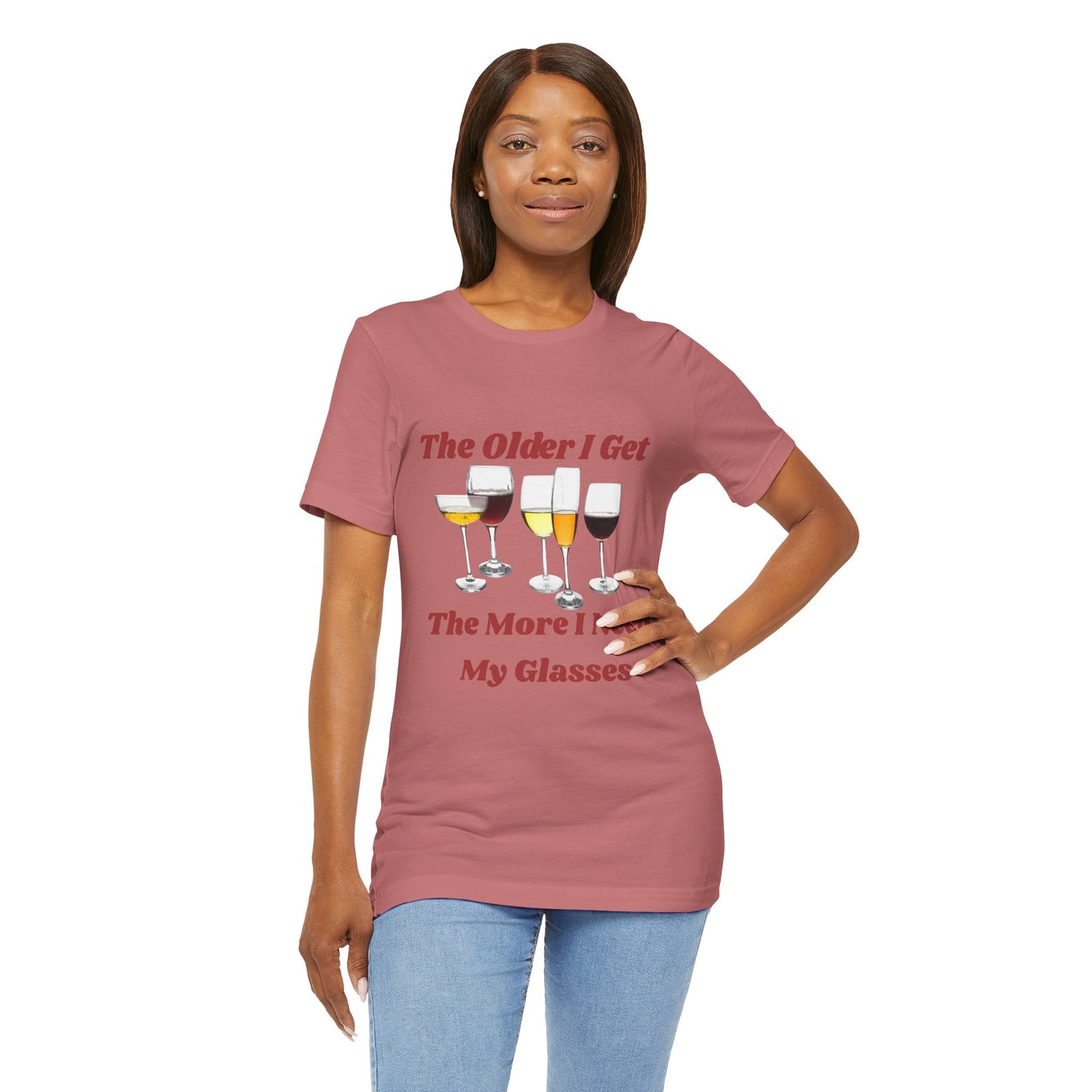 Funny Glasses Tee, Unisex Jersey T-Shirt, Wine Lover Gift, Birthday Gift, Relaxed Fit T-Shirt, Humor Tee, Wine Glass Design