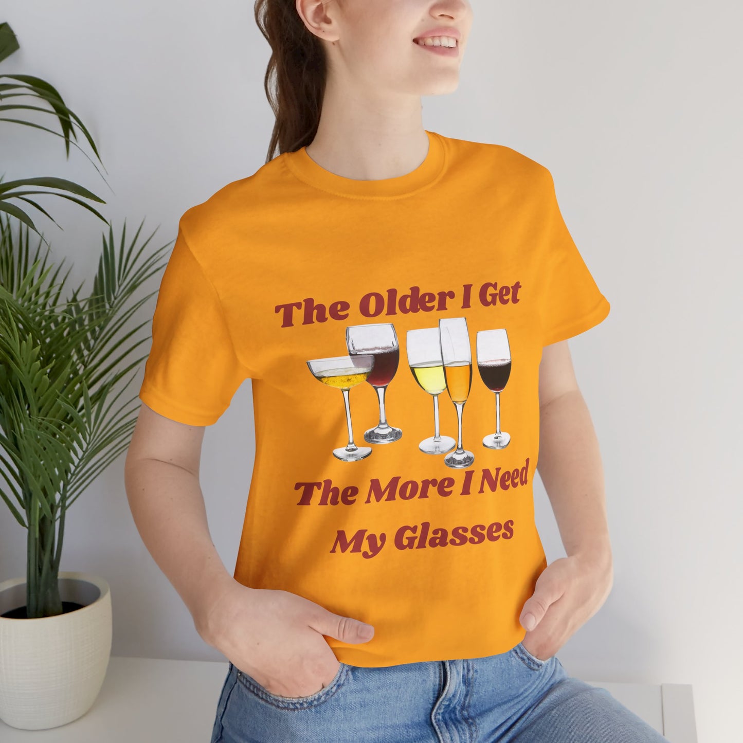 Funny Glasses Tee, Unisex Jersey T-Shirt, Wine Lover Gift, Birthday Gift, Relaxed Fit T-Shirt, Humor Tee, Wine Glass Design
